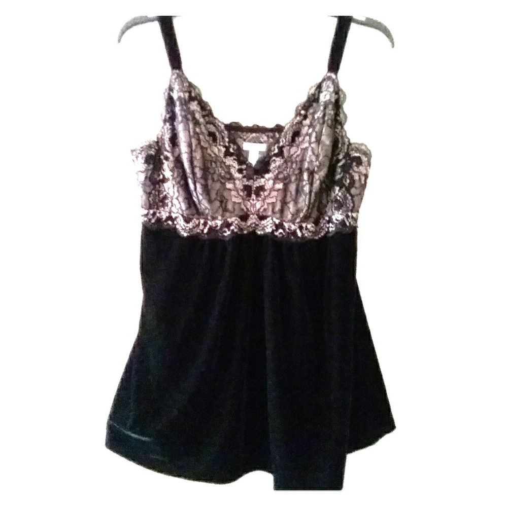 Lace and velvet camisole